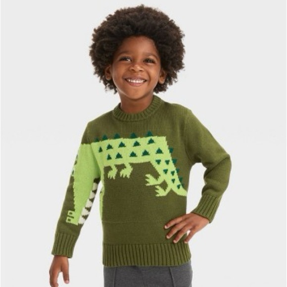 NWOT Toddler Boys' Alligator Sweater - Cat & Jack. 4T, green - Picture 1 of 4